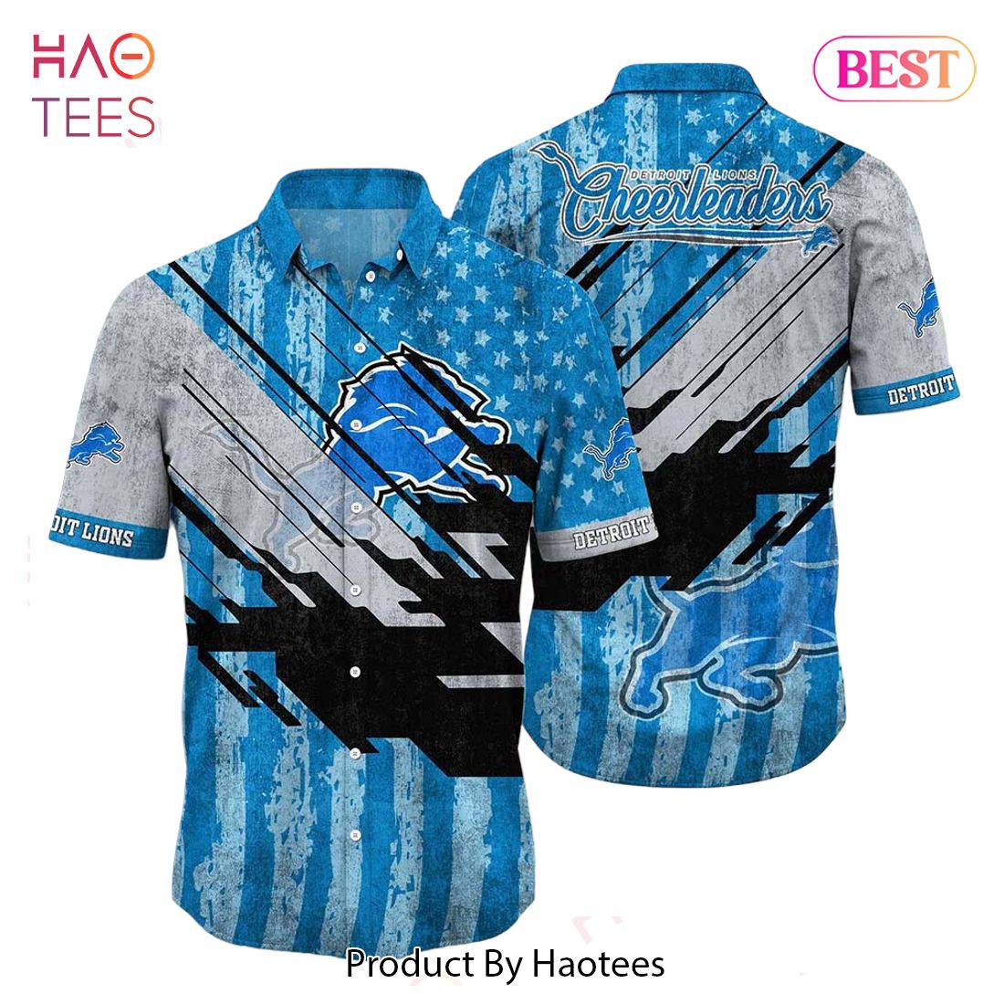 HOT TREND Detroit Lions NFL Football Hawaiian Shirt Short American Flag Print This Summer Gift For Fans