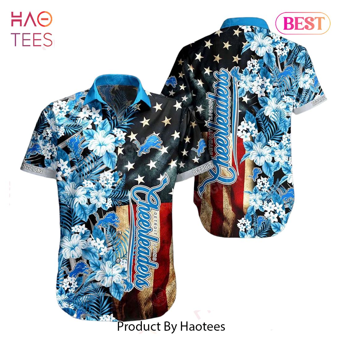 HOT TREND Detroit Lions NFL Graphic US Flag Flower Hawaiian Shirt New Trends Summer Gift Ever Fans