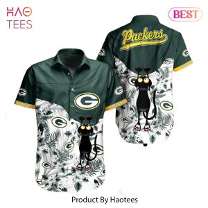 HOT TREND Green Bay Packers Nfl Hawaiian Shirt Black Cat Graphic 3D Printed Hawaii Shirt Short Fan Ever