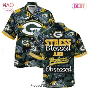 HOT TREND Green Bay Packers Nfl Hawaiian Shirt Stress Blessed Obsessed Summer Beach Shirt Gift For Fans Packers