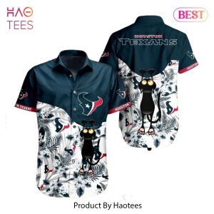 HOT TREND Houston Texans NFL Hawaiian Shirt Black Cat Graphic 3D Printed Hawaii Shirt Short Fan Ever
