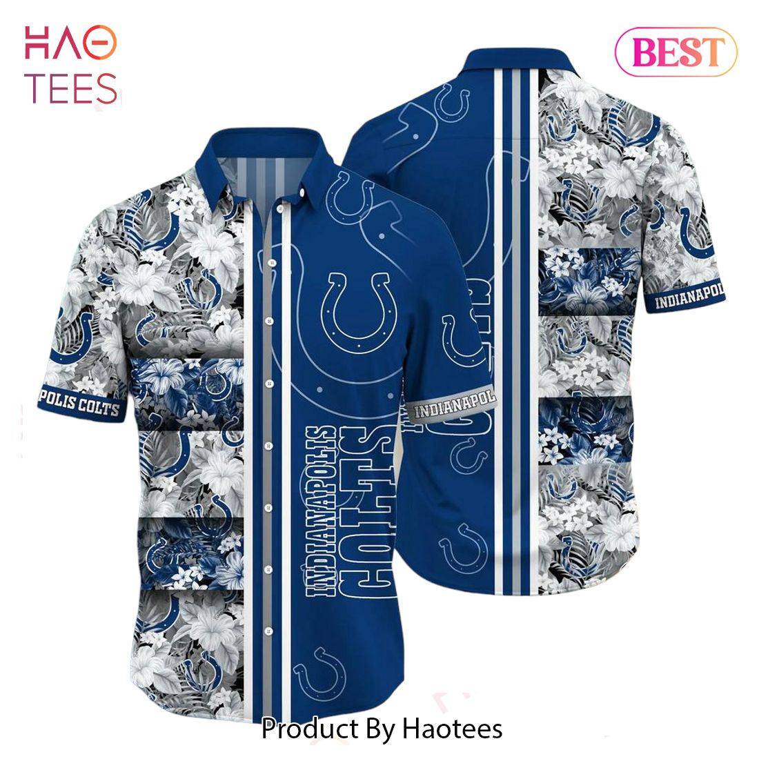 Indianapolis Colts NFL Hawaiian Shirt Tropical Pattern Graphic