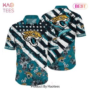 HOT TREND Jacksonville Jaguars Nfl Hawaiian Shirt Floral Print American Flag Beach Shirt Short Style Summer