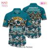 HOT TREND Jacksonville Jaguars Nfl Hawaiian Shirt Graphic Tropical Pattern 3D Printed Beach Shirt Summer Gift For Fans