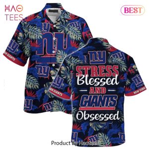 BEST New York Giants NFL Hawaiian Shirt Stress Blessed Obsessed Summer Beach Shirt Gift For Fans Giants Hot Trend 2023