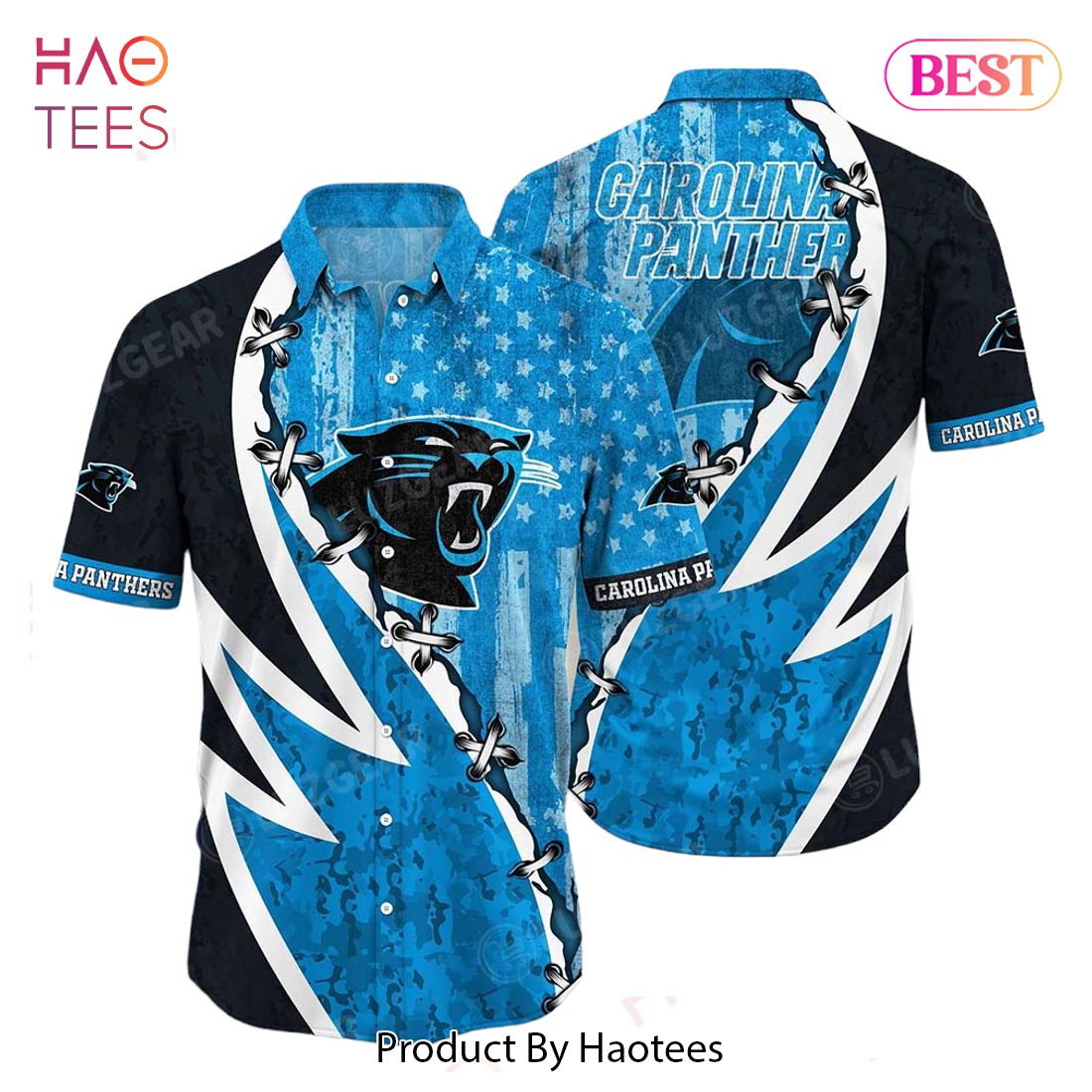 BEST NFL Carolina Panthers Hawaiian Shirt Graphic American Flag Print This  Summer Gift For Fans Hot