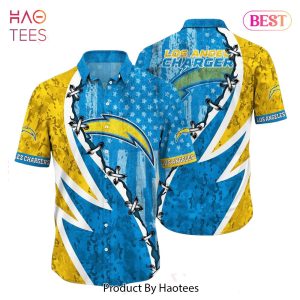 BEST NFL Los Angeles Chargers Hawaiian Shirt Graphic American Flag Print This Summer Gift For Fans Hot Trend 2023
