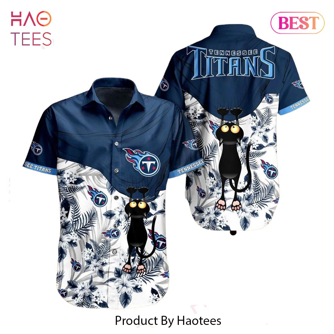BEST Tennessee Titans NFL Hawaiian Shirt Black Cat Graphic 3D