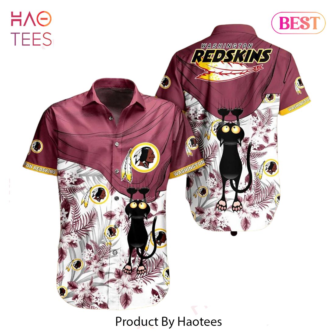 BEST Washington Redskins NFL Hawaiian Shirt Black Cat Graphic 3D Printed  Hawaii Shirt Short Fan Ever