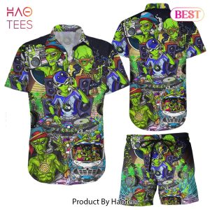 THE BEST Ailen Hawaiian Shirt Hippies Aliens Music DJ Smokings Aloha Funny Hawaii Shirt Cute Beach Themed Gifts