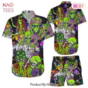 THE BEST Ailen Hawaiian Shirt Hippies Science Aliens Funny Button Down Shirts Summer Holiday Gift