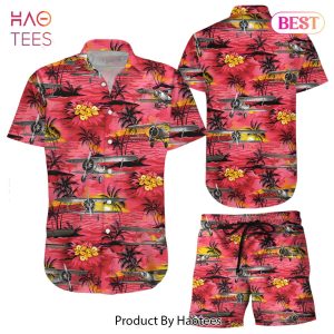 THE BEST Airplane Hawaiian Shirt Vintage Airplan Red Tropical Hawaii Shirt Beach Vacation Themed Gifts