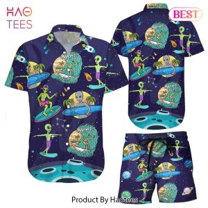 THE BEST Alien Hawaiian Shirt Alien Surfing Beach Summer Aloha Hawaii Shirt Surfing Gifts For Dad
