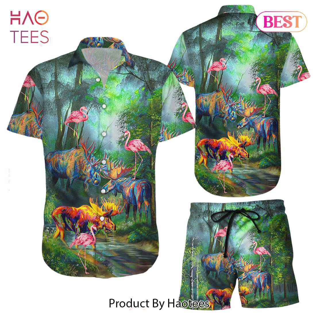 THE BEST Animal Hawaiian Shirt Moose And Flamingo Colorful Hawaii Shirt Birthday Gifts For Animal Lovers THE BEST Animal Hawaiian Shirt Moose And Flamingo Colorful Hawaii Shirt Birthday Gifts For Animal Lovers