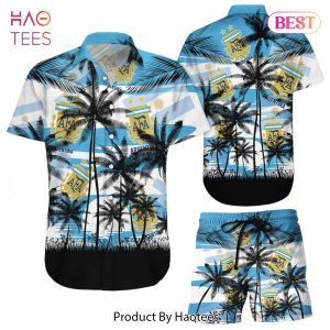 THE BEST Argentina Coconut Pattern Hawaiian Soccer Team World Cup 2022 Qatar Champions Football Gift Fans World Cup 3D Hawaiian Shirt
