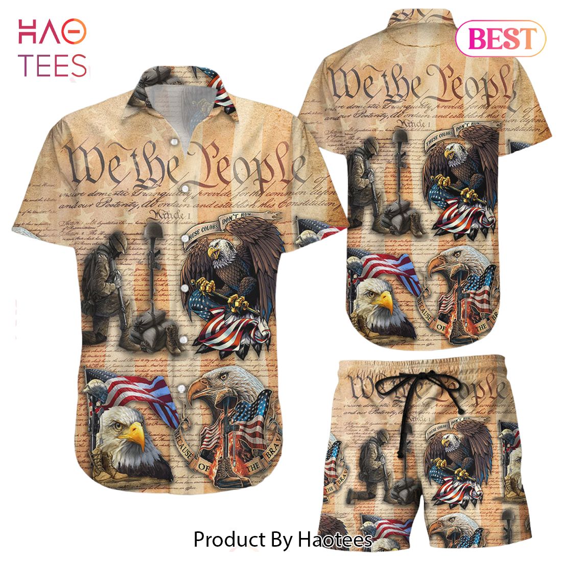 Veteran Eagle Hawaiian Shirt - Trendy Aloha