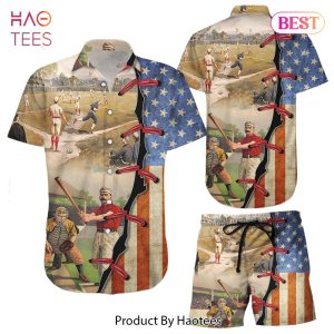 THE BEST Baseball Hawaiian Shirt Baseball American Flag Vintage Hawaii Shirt Gifts For Baseball Lovers