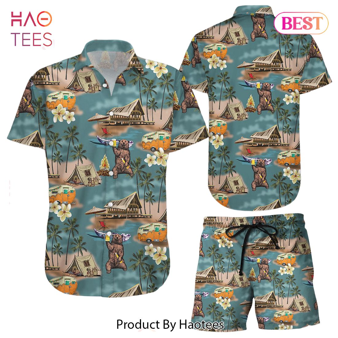 THE BEST Bear Hawaiian Shirt Bear Drinking Camping Button Down Shirts Best Gift For Summer Camp THE BEST Bear Hawaiian Shirt Bear Drinking Camping Button Down Shirts Best Gift For Summer Camp
