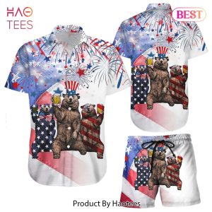 THE BEST Bear In Hawaiian Shirt Bear With Firework 4th Of July Independence Day Hawaii Shirt Happy 4Th Of July Gift