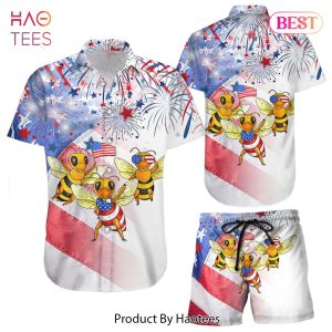 THE BEST Bee Hawaiian Shirt Bee With Firework 4th Of July Independence Day Bee Gifts For Bee Lovers
