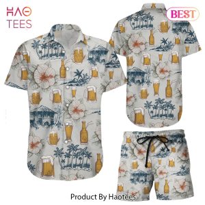 THE BEST Beer Hawaiian Shirt Coconut Tree With Hibicus Background Hawaii Shirt Aloha Gift Ideas