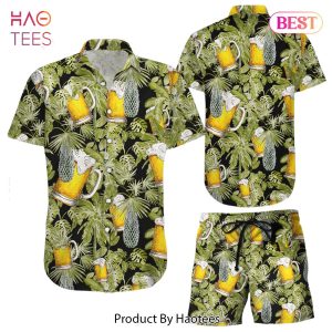 THE BEST Beer Hawaiian Shirt Tropical Beer Palms Pattern Button Down Shirts Summer Holiday Gift Ideas