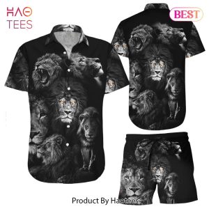 THE BEST Black Lion Shirt Roaring Lion Black and White Hawaiian Shirts Gift For Lion Lovers