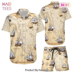 THE BEST Boat Hawaiian Shirt Map Sailing Boat Vintage Hawaii Shirt Presents For Summer Holidays