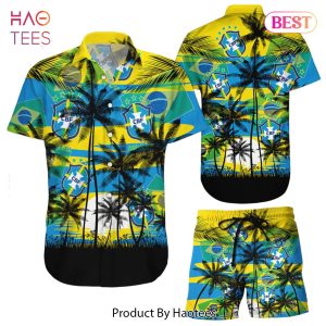 THE BEST Brazil Coconut Pattern Hawaiian Soccer Team World Cup 2022 Qatar Champions Football Gift Fans World Cup 3D Hawaiian Shirt