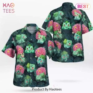 THE BEST Bulbasaur Tropical Floral Hawaiian Shirt Anime Shirt for Men Women