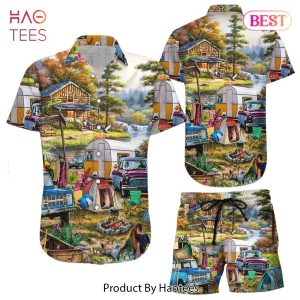 THE BEST Camping Hawaiian Shirt Camping Lake View Forest Button Down Shirts Gift For Camping Lovers