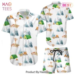 THE BEST Camping Hawaiian Shirt Camping Watercolor Forest Button Down Shirts Best Gift For Summer Camp