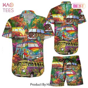 THE BEST Car Hawaiian Shirt Hippie Car On The Way Mushrooms Hippie Hawaii Shirt Gift For Beach Trip