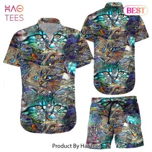 THE BEST Cat Hawaiian Shirt Cat Abstract Colorful Button Down Shirts Gifts For Pets Cat Lovers