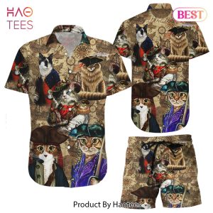 THE BEST Cat Pirates Hawaiian Shirt Funny Pirates Cat Background Button Down Shirts Beach Themed Gift Ideas