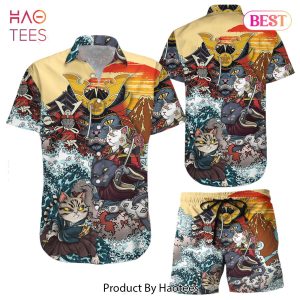 THE BEST Cat Themed Hawaiian Shirt Cat Samurai Button Down Shirts Funny Gift Ideas For Cat Lovers