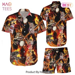 THE BEST Cat Themed Hawaiian Shirt Cats Play Musical Instruments Hawaiian Shirt Good Presents For Cat Lovers
