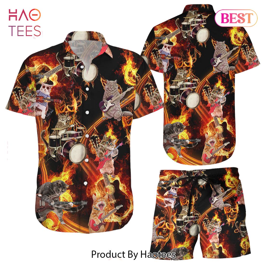 THE BEST Cat Themed Hawaiian Shirt Cats Play Musical Instruments Hawaiian Shirt Good Presents For Cat Lovers THE BEST Cat Themed Hawaiian Shirt Cats Play Musical Instruments Hawaiian Shirt Good Presents For Cat Lovers
