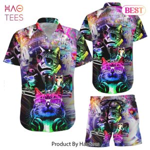 THE BEST Cat Themed Hawaiian Shirt Colorful Cat DJ Button Down Shirts Best Gift For Cat Lovers