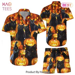 THE BEST Cat Witch ShirtCat And Scary Halloween Pumpkin Hawaiian Shirt Spooky Presents