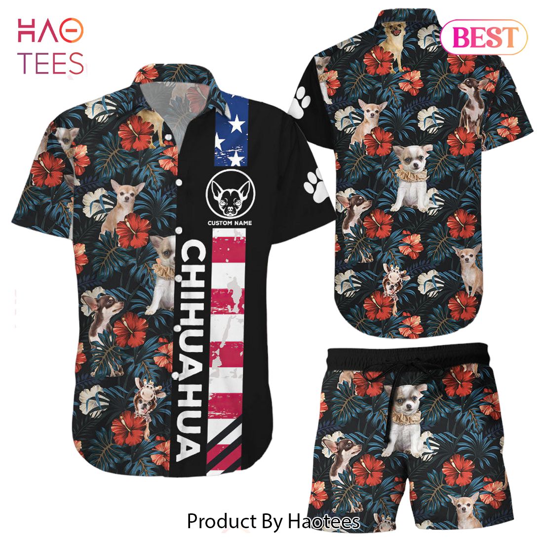 THE BEST Chihuahua Hawaiian Shirts Custom Name Chihuahua American Flag Tropical Button Down Shirt Gift For Summer THE BEST Chihuahua Hawaiian Shirts Custom Name Chihuahua American Flag Tropical Button Down Shirt Gift For Summer