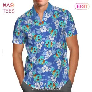 THE BEST Cute Squirtle Tropical Floral Hawaiian Shirt Anime Shirt for Men Women