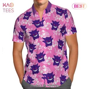 THE BEST Gengar Tropical Floral Hawaiian Shirt Anime Shirt for Men Women