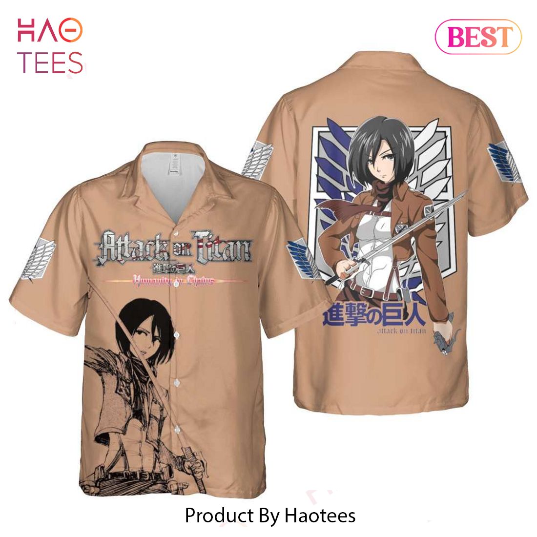 THE BEST Mikasa Ackerman Survey Corps Hawaiian Shirt Attack On Titan Anime Shirt for Men Women THE BEST Mikasa Ackerman Survey Corps Hawaiian Shirt Attack On Titan Anime Shirt for Men Women
