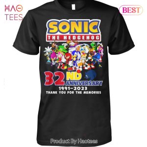 NEW Sonic The Hedgehog 32 Anniversary 1991-2023 Thank You For The Memories T-Shirt