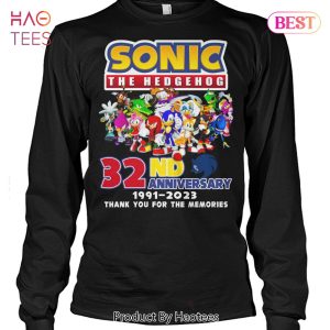 NEW Sonic The Hedgehog 32 Anniversary 1991-2023 Thank You For The Memories T-Shirt