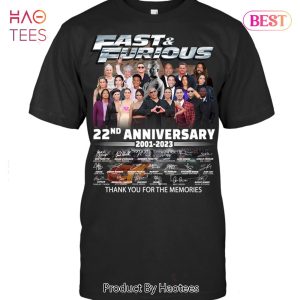 NEW Fast & Furious 22 Anniversary 2001-2023 Thank You For The Memories T-Shirt