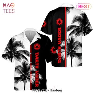 NEW Darth Vader Palm Tree Black White Hawaiian Shirt