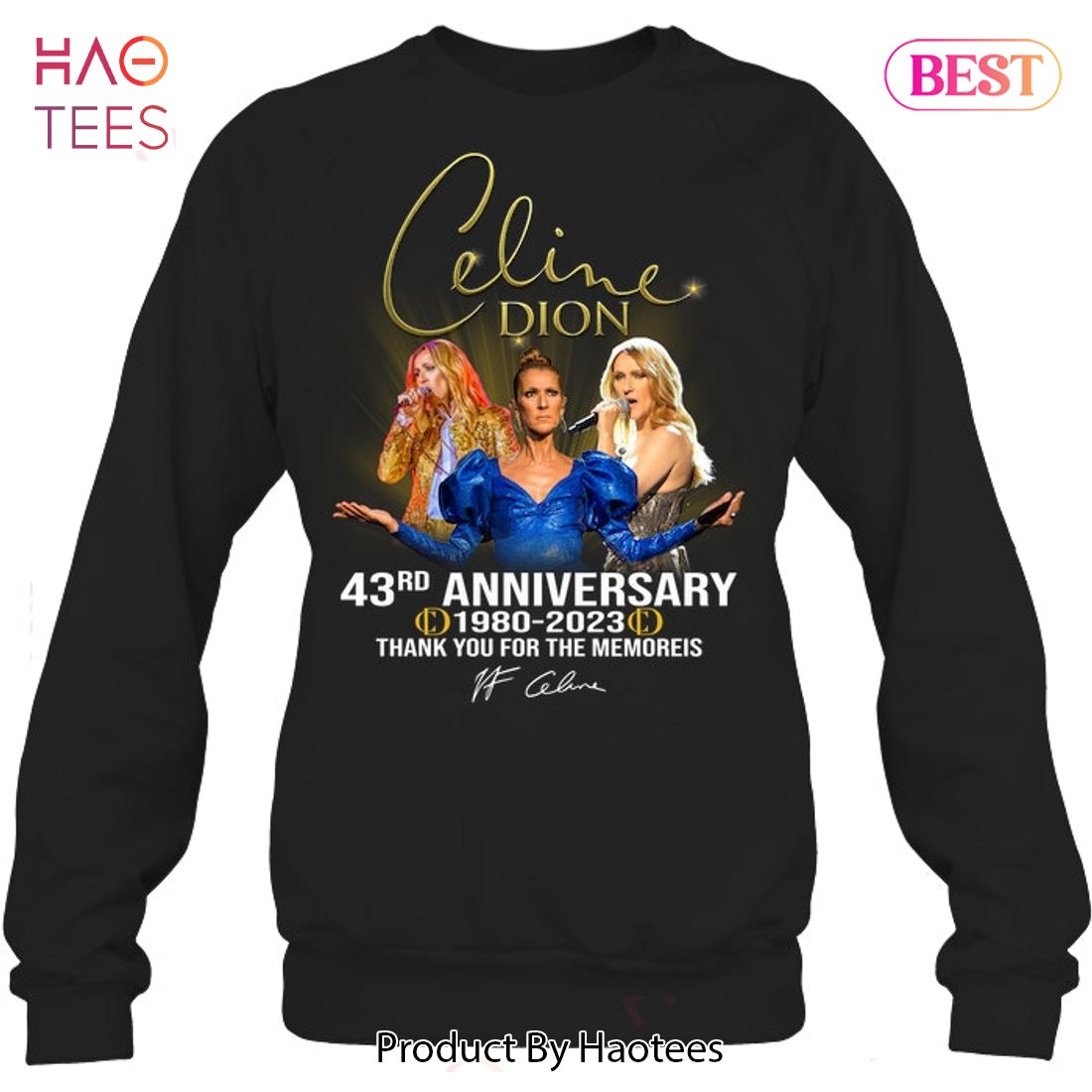NEW Celine Dion 43 Anniversary 1980-2023 Thank You For The Memories Unisex T-Shirt NEW Celine Dion 43 Anniversary 1980-2023 Thank You For The Memories Unisex T-Shirt