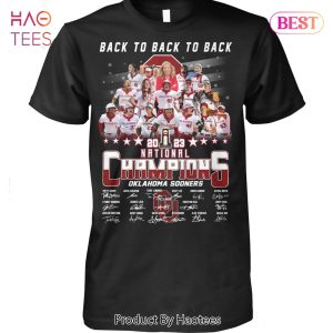 Back To Back To Back 2023 National Champions Oklahoma Sooners Unisex T-Shirt